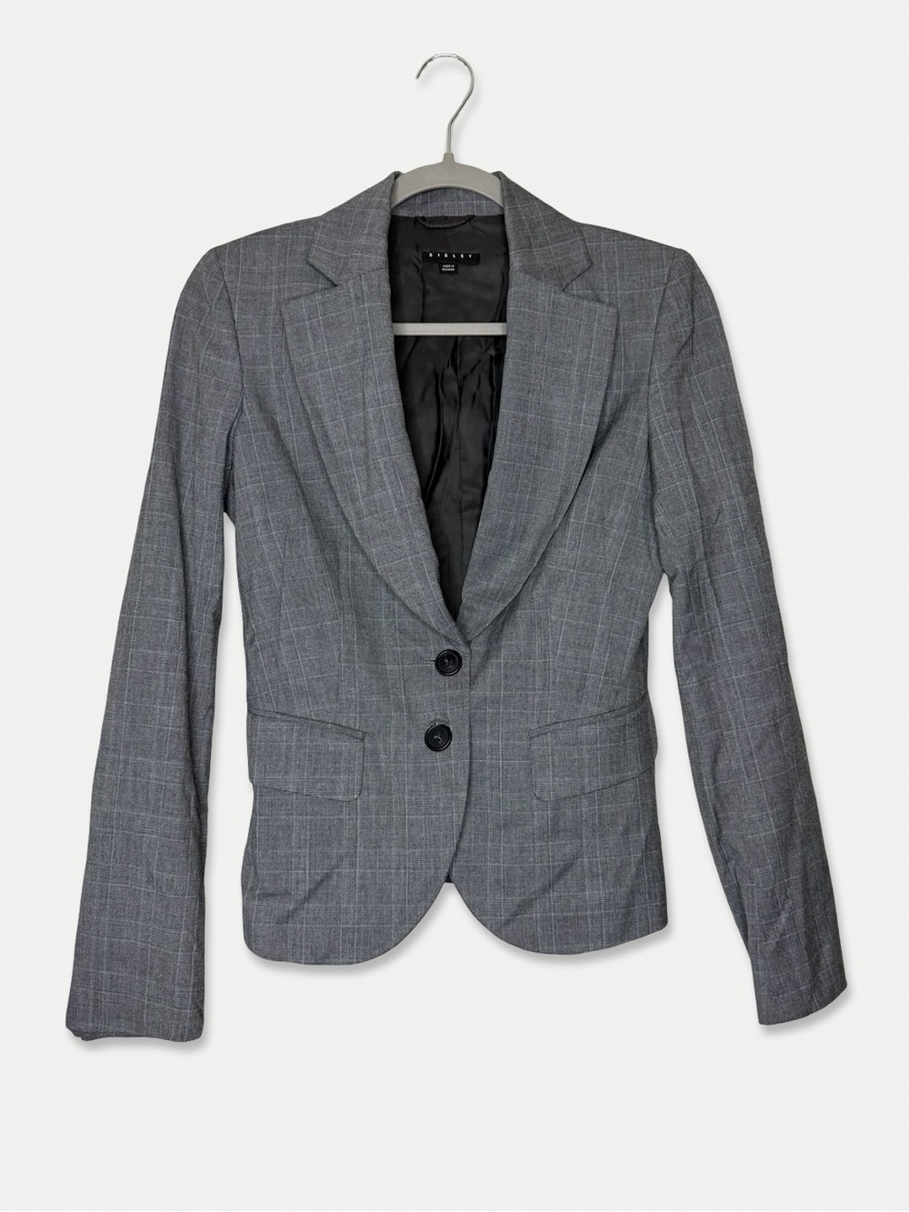 Sisley Women’s Size 40 Gray Plaid Two Button Tailored Blazer